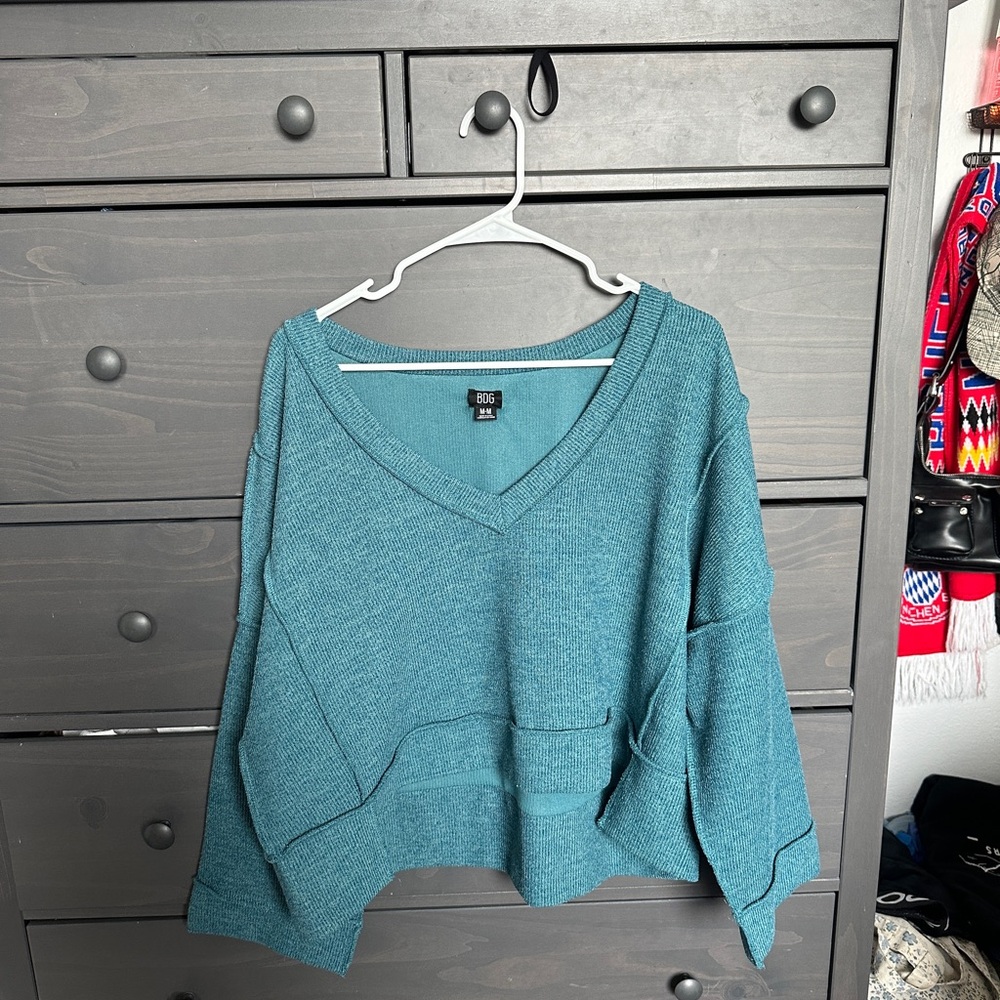 BDG Urban Outfitters Teal V-Neck Sweater